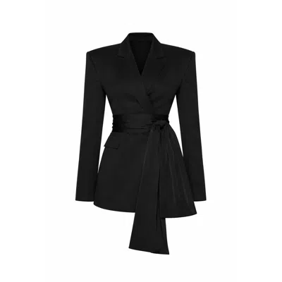 Curated Row Women's Tess Black Blazer With Waist Tie