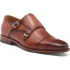 Curatore Cap Toe Double Monk Leather Loafer In Tan
