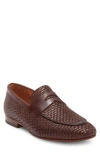 Curatore Bodeo Woven Leather Penny Loafer In Brown