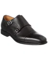 Curatore Cap Toe Double Monk Leather Loafer In Black