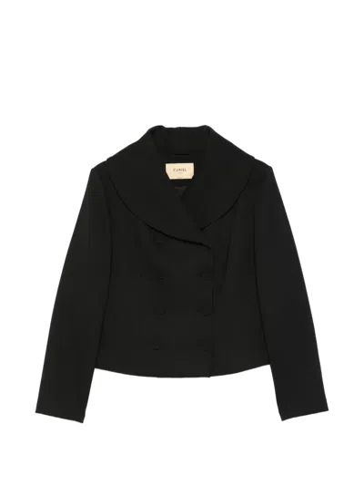 Curiel Double-breasted Blazer In Black