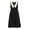 Curiel Contrast-collar Sleeveless Dress In Black