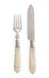 Curio Shop Antique Sterling Silver Mother Of Pearl Serving Set In Neutral