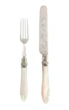 Curio Shop Set-of-twelve; Antique Mother Of Pearl Cutlery In Neutral