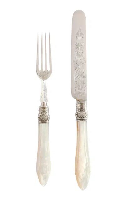 Curio Shop Set-of-twelve; Antique Mother Of Pearl Cutlery In Neutral