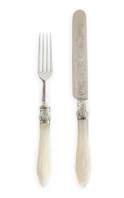 Curio Shop Set-of-twelve; Antique Mother Of Pearl Cutlery In Neutral