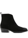 Curiosite 40mm Pointed-toe Suede Ankle Boots In Black