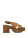 Curiosite Crossover-strap Platform Sandals In Brown