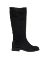 Curiosite Knee-high Suede Ankle Boots With Classic Low Heel In Black