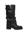 Curiosite Leather Ankle Boots With Decorative Buckle In Black