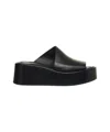 Curiosite Platform Sabot In Leather In Black