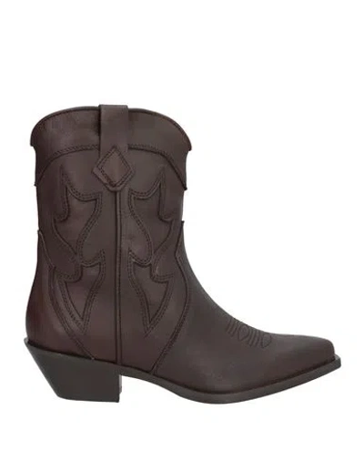Curiosite Curiosité Woman Ankle Boots Dark Brown Size 8 Leather
