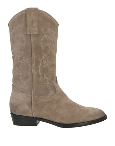 Curiosite Curiosité Woman Ankle Boots Khaki Size 6 Leather In Gray