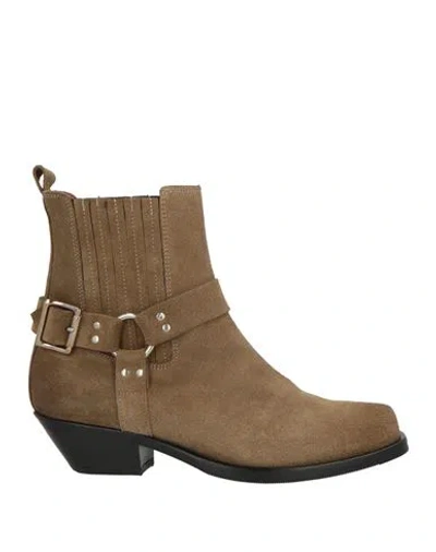 Curiosite Curiosité Woman Ankle Boots Khaki Size 8 Leather In Sand