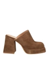 Curiosite Curiosité Woman Mules & Clogs Khaki Size 8 Leather In Beige