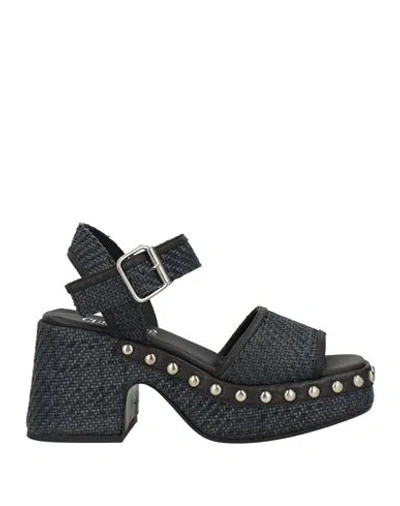 Curiosite Curiosité Woman Sandals Charcoal Size 9 Leather In Black