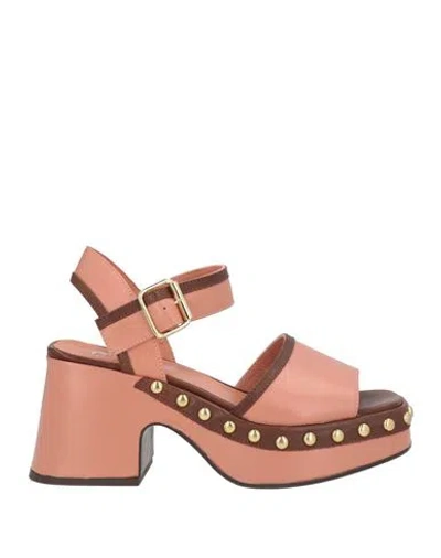 Curiosite Curiosité Woman Sandals Salmon Pink Size 9 Leather
