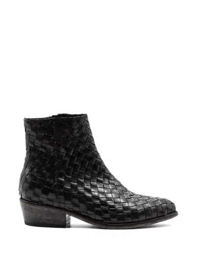 Curiosite Woven Ankle Boots In Black