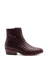 Curiosite Woven Leather Ankle Boots In Brown