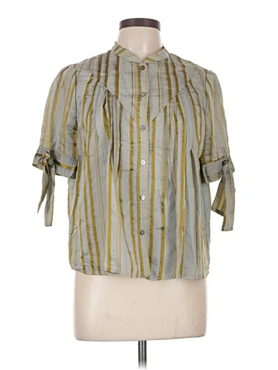 Pre-owned Current Air 3/4 Sleeve Button Down Shirt In Green