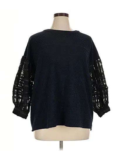 Pre-owned Current Air 3/4 Sleeve Top Black Crew Neck Tops