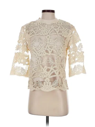 Pre-owned Current Air 3/4 Sleeve Top Ivory Mock Neckline Tops In White