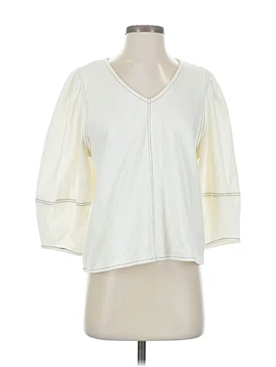 Pre-owned Current Air 3/4 Sleeve Top Ivory V Neck Tops In White