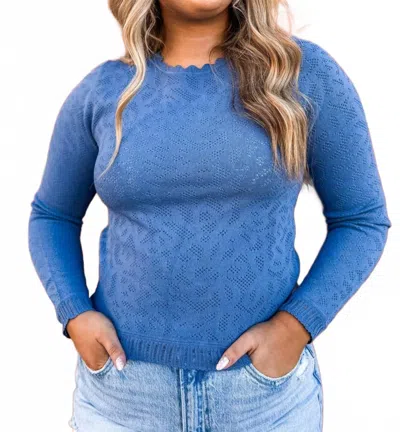Current Air Aegean Pointelle Sweater In Blue