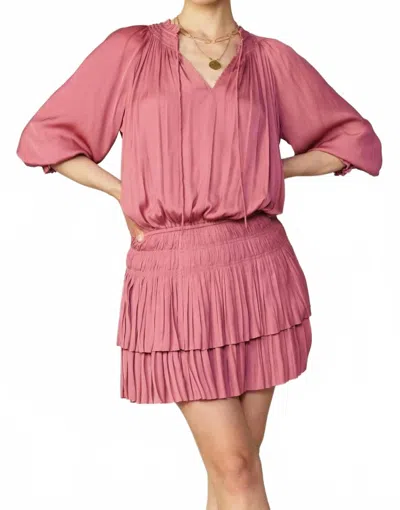 Current Air Andrea Pleated Mini Dress In Pink
