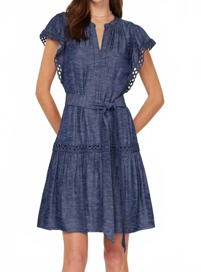 Current Air Angela Embroidery Mini Dress In Navy In Blue