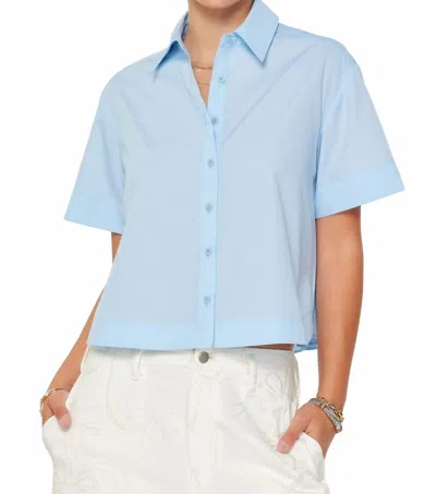 Current Air Astrid Button Down Pleated Back Blouse In Blue
