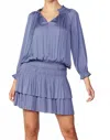 Current Air Aurelie Pleated Mini Dress In Blue In Blue