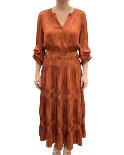 Current Air Austin Modern Pleat Maxi Dress In Brown