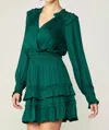 Current Air Autumn Ruffled Mini Dress In Green