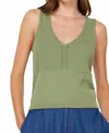Current Air Aveline V-neck Knit Tank Top In Sage In Green