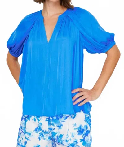 Current Air Azure V-neck Top In Azure Blue
