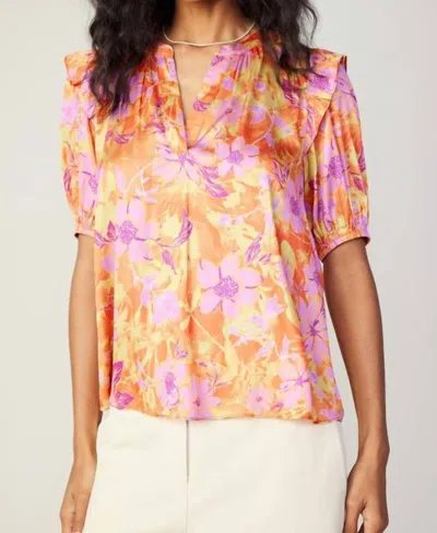 Current Air Bailey Top In Orange/pink Multi