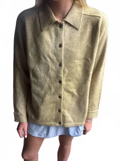 Current Air Barley Button Up Long Sleeve Knit Shacket In Beige In Neutral
