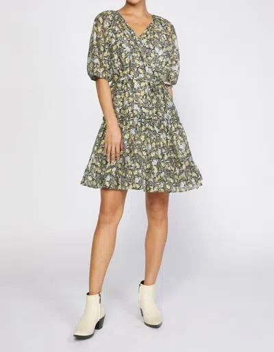 Current Air Baroque Floral Wrap Dress In Black Floral