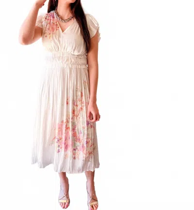 Current Air Blossom Breeze Pleated Midi Dress In Multi