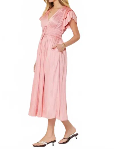 Current Air Boardwalk Pleated Midi Dress In Pink