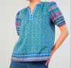 Current Air Bohemian Blouse In Blue Multi In Multi