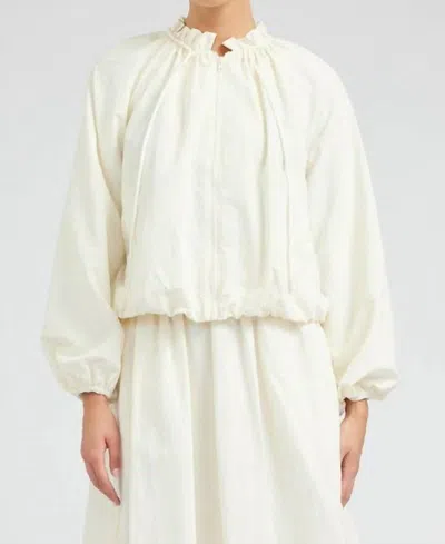 Current Air Bubble Hem Bomber Jacket In Cream In Brown