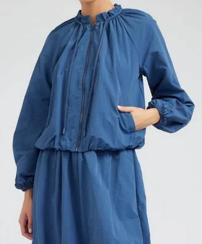 Current Air Bubble Hem Bomber Jacket In French Blue