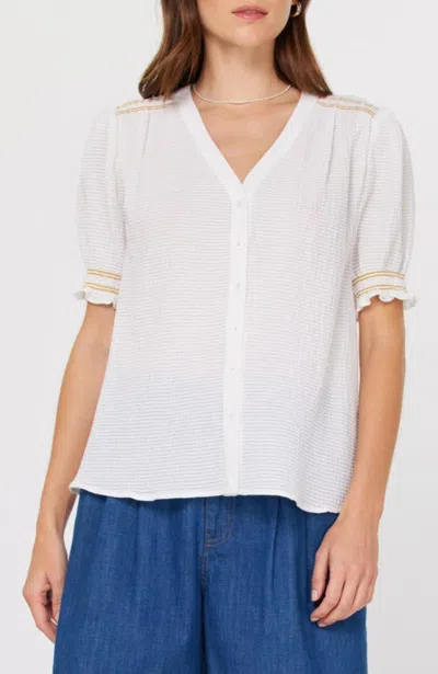 CURRENT AIR BUTTON DOWN BLOUSE IN WHITE