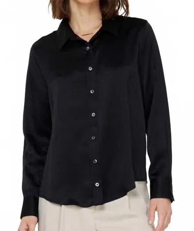 Current Air Button Down Long Sleeve Blouse In Black