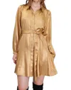 Current Air Amaya Belted Mini Dress In Gold In Gold