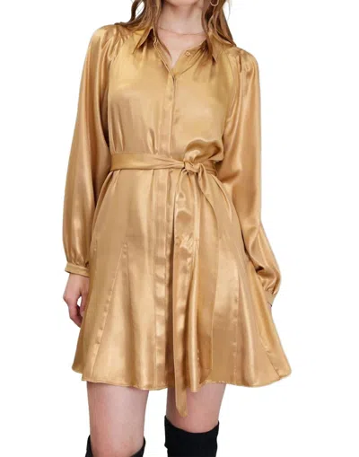 CURRENT AIR BUTTON DOWN SKIRT MINI DRESS IN GOLD