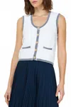 Current Air Button Down Sleeveless Vest In White In White