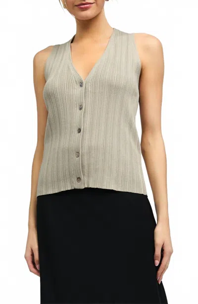 Current Air Button Sweater Vest In Light Taupe In Green